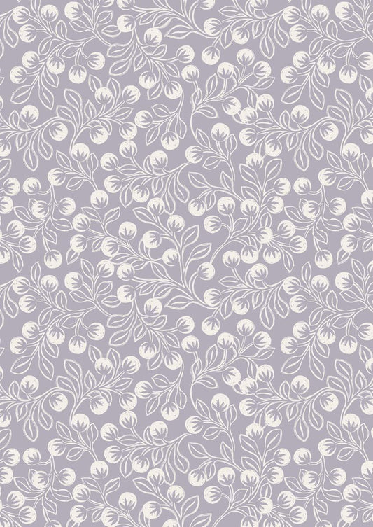 Lewis & Irene Secret Winter Garden Flannel Fabric Collection Snowberries - Iced Lavender Authentic Premium 100% Cotton Flannel Fabric F658.3