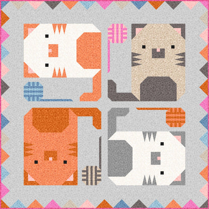 LIMITED EDITION!! Limited Edition Pen + Paper Patterns Kitten Around Quilt Kit Featuring Lewis & Irene Bumbleberries Fabric Collection