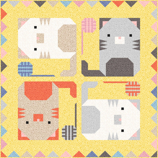 LIMITED EDITION!! Limited Edition Pen + Paper Patterns Kitten Around Quilt Kit Featuring Lewis & Irene Bumbleberries Fabric Collection