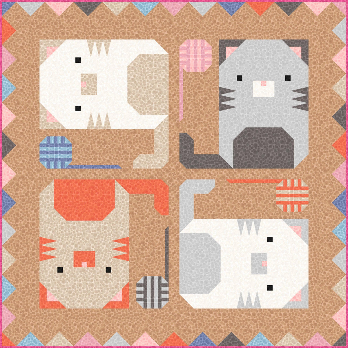 LIMITED EDITION!! Limited Edition Pen + Paper Patterns Kitten Around Quilt Kit Featuring Lewis & Irene Bumbleberries Fabric Collection