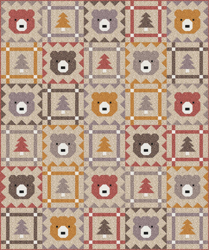 LIMITED EDITION Pen & Paper Patterns Grizzly Grove Quilt Kit Featuring Lewis and Irene Bumbleberries Blenders Fabric Collection 60.5"x72.5"