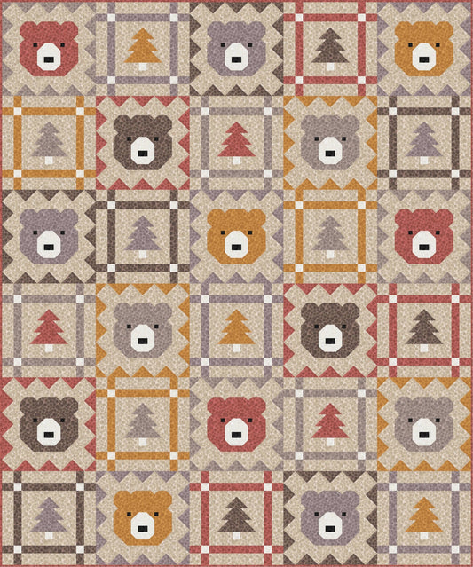 LIMITED EDITION Pen & Paper Patterns Grizzly Grove Quilt Kit Featuring Lewis and Irene Bumbleberries Blenders Fabric Collection 60.5"x72.5"