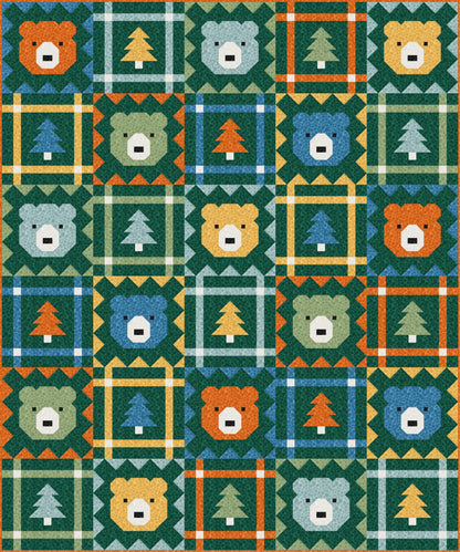 LIMITED EDITION Pen & Paper Patterns Grizzly Grove Quilt Kit Featuring Lewis and Irene Bumbleberries Blenders Fabric Collection 60.5"x72.5"