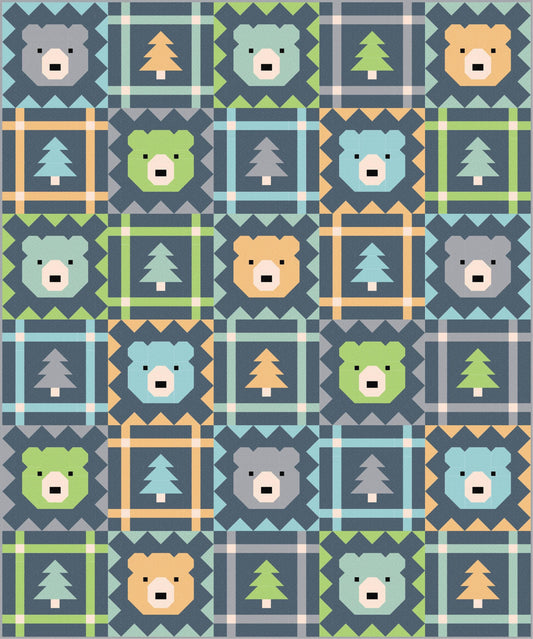 LIMITED EDITION Pen & Paper Patterns Grizzly Grove Quilt Kit Featuring Poppie Cotton Country Confetti Fabric Collection 60.5"x72.5"