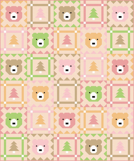 LIMITED EDITION Pen & Paper Patterns Grizzly Grove Quilt Kit Featuring Poppie Cotton Country Confetti Fabric Collection 60.5"x72.5"