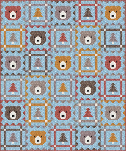 LIMITED EDITION Pen & Paper Patterns Grizzly Grove Quilt Kit Featuring Lewis and Irene Bumbleberries Blenders Fabric Collection 60.5"x72.5"