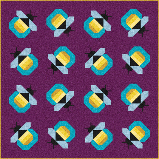 LIMITED EDITION Pen & Paper Patterns Firefly Quilt Kit Featuring Lewis and Irene Bumbleberries Blenders Fabric Collection 72.5"x72.5"