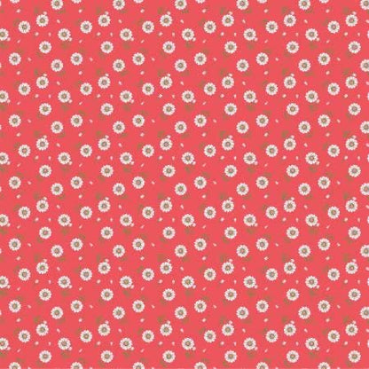 Poppie Cotton Sunshine & Chamomile Fabric Collection Tossed Daisies on Red Authentic Premium 100% Cotton Quilt Shop Quality Fabrics
