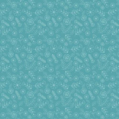 Poppie Cotton Hopscotch & Freckles Fabric Collection Pickin Posies on Teal Authentic Premium 100% Cotton Quilt Shop Quality Fabrics