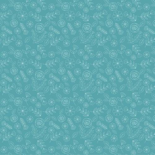Poppie Cotton Hopscotch & Freckles Fabric Collection Pickin Posies on Teal Authentic Premium 100% Cotton Quilt Shop Quality Fabrics