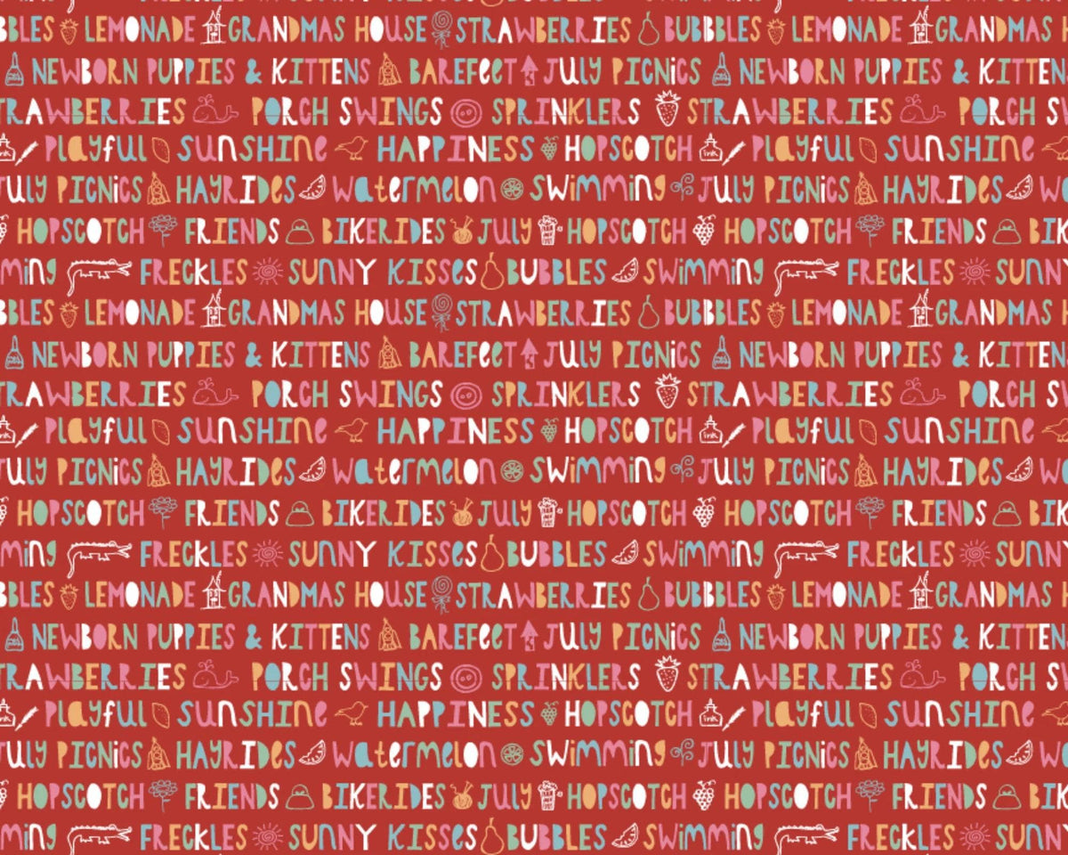 Poppie Cotton Hopscotch & Freckles Fabric Collection Sunny Kisses on Red Authentic Premium 100% Cotton Quilt Shop Quality Fabrics