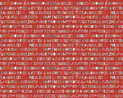 Poppie Cotton Hopscotch & Freckles Fabric Collection Sunny Kisses on Red Authentic Premium 100% Cotton Quilt Shop Quality Fabrics