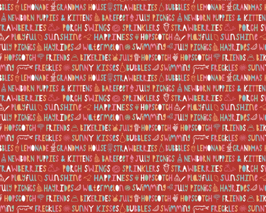 Poppie Cotton Hopscotch & Freckles Fabric Collection Sunny Kisses on Red Authentic Premium 100% Cotton Quilt Shop Quality Fabrics