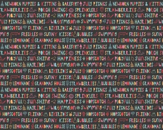 Poppie Cotton Hopscotch & Freckles Fabric Collection Sunny Kisses on Black Authentic Premium 100% Cotton Quilt Shop Quality Fabrics