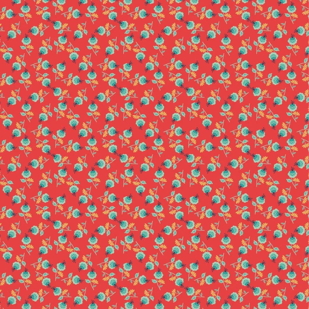 Poppie Cotton Betsy's Sewing Kit Fabric Collection Darling Daisy on Red Authentic Premium 100% Cotton Quilt Shop Quality Fabrics