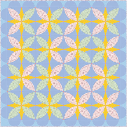 LIMITED EDITION Lo and Behold Retro Blossoms Quilt Kit Featuring Poppie Cotton Fabrics Finished Size: 61"x61"