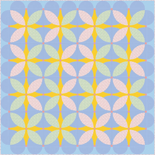 LIMITED EDITION Lo and Behold Retro Blossoms Quilt Kit Featuring Poppie Cotton Fabrics Finished Size: 61"x61"