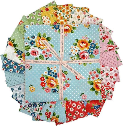 Poppie Cotton Flower Market Fabric Collection 42pc 10" Stacker Authentic Premium 100% Cotton Quilt Shop Quality Fabrics