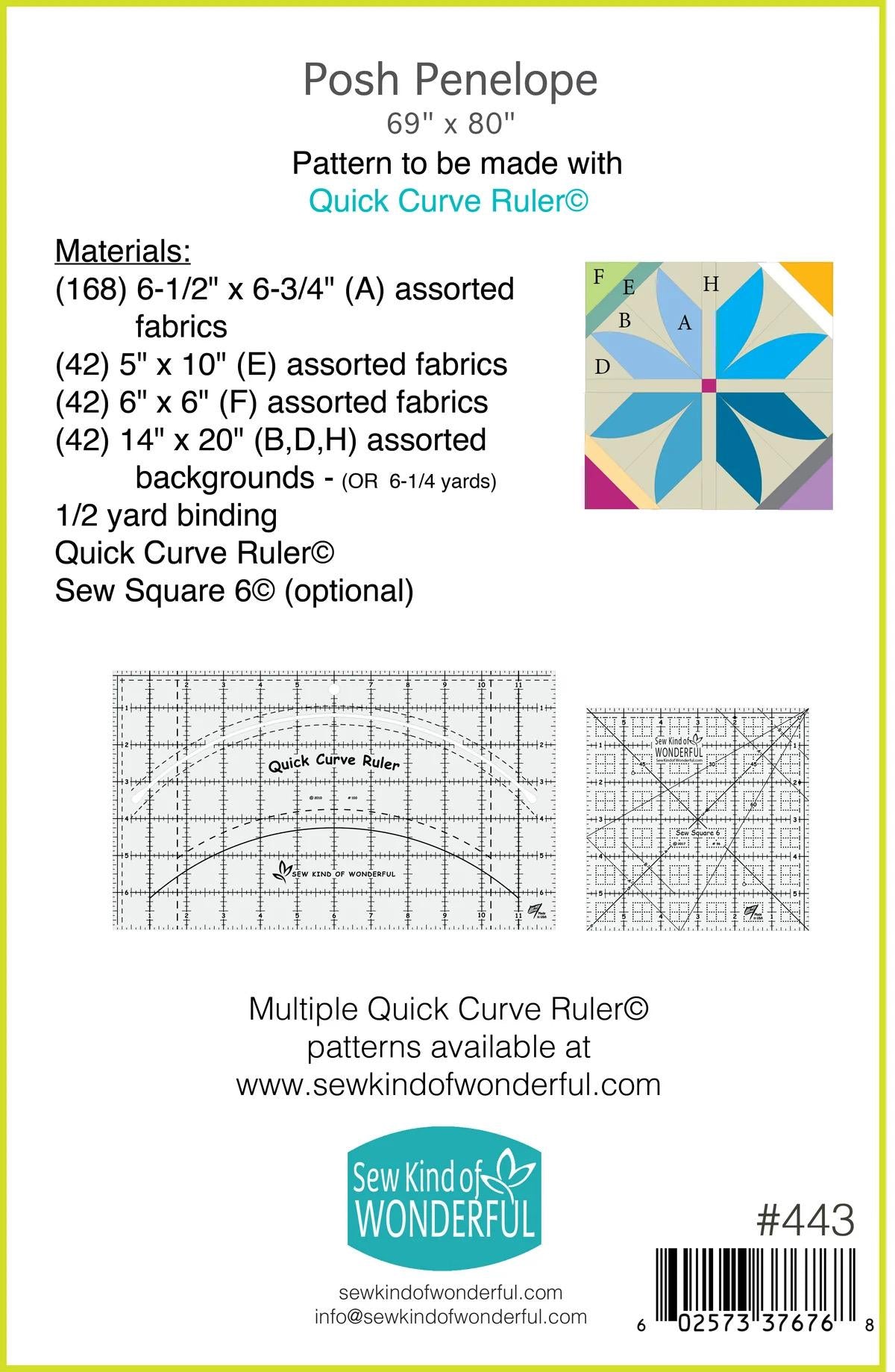 Sew Kind of Wonderful Posh Penelope Quilt Pattern Finished Size 69”x80”