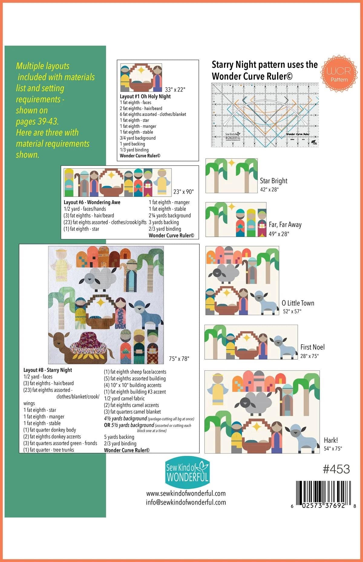 Sew Kind of Wonderful Starry Night Nativity Quilt Pattern (8 variation pattern) & Bonus Block All Is Calm Block Pattern (sold separately)