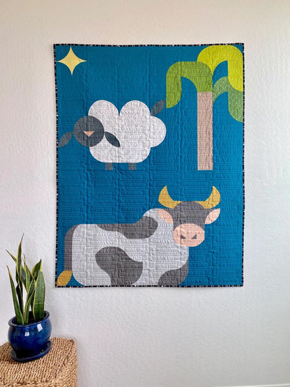 Sew Kind of Wonderful Starry Night Cow Bonus Block Pattern #454 (SKW Rulers Sold Separately)