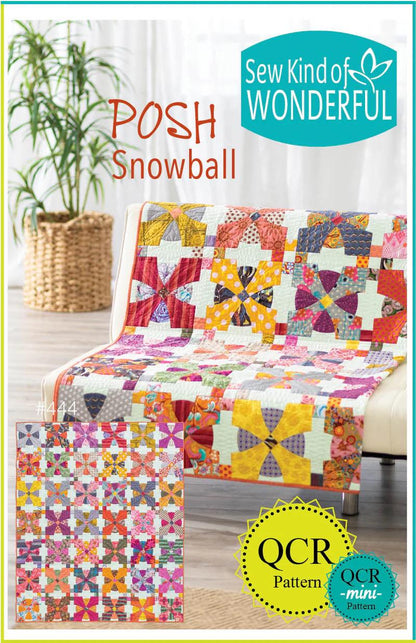 Sew Kind of Wonderful Posh Snowball Quilt Pattern Finished Size 61”x75”