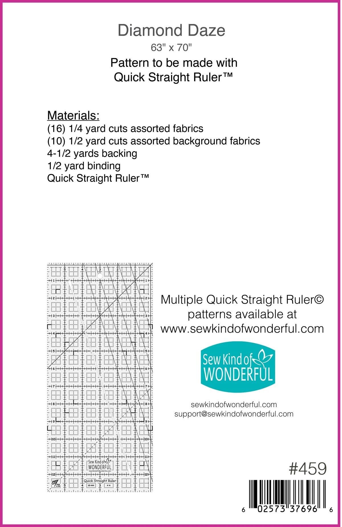 Sew Kind of Wonderful Diamond Daze Quilt Pattern Finished Size 63”x70”