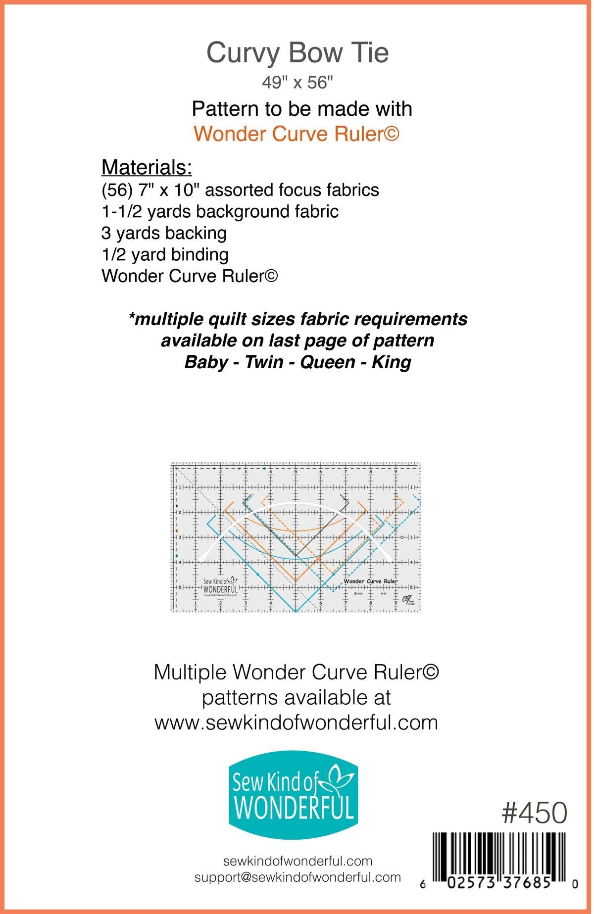Sew Kind of Wonderful Curvy Bow Tie Quilt Pattern Finished Size 49”x56”