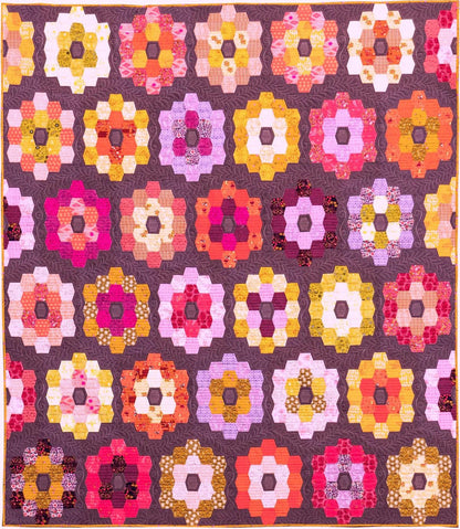 Sew Kind of Wonderful Hexie Meadow Quilt Pattern Finished Size 72"x87"