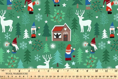 Glow-In-The-Dark Lewis & Irene Hygge Glow Fabric Collection Tomten Forest on Dark Authentic Premium 100% Cotton Fabrics