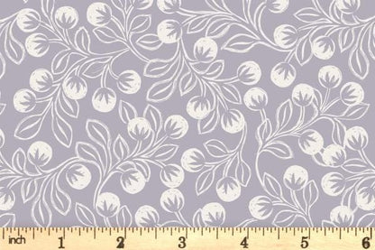 Lewis & Irene Secret Winter Garden Flannel Fabric Collection Snowberries - Iced Lavender Authentic Premium 100% Cotton Flannel Fabric F658.3