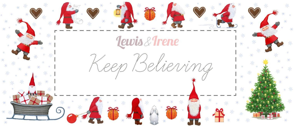 LAST BOLT!! Lewis & Irene Keep Believing Fabric Collection Tomte and Snowman on Dark Blue Authentic Premium 100% Cotton Fabrics