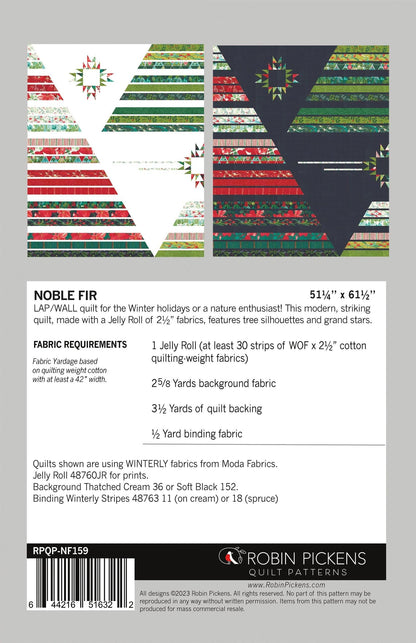 Robin Pickens Quilt Patterns Noble Fir Quilt Pattern 51.25"x61.50" RPQP-NF159
