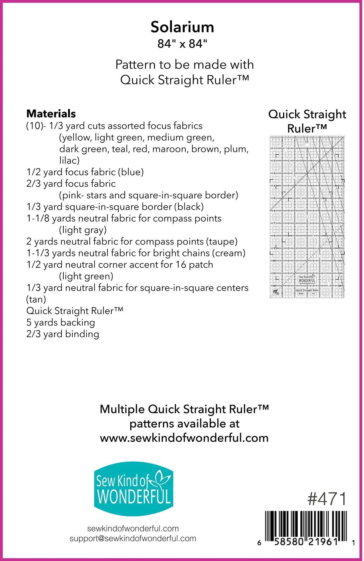 Sew Kind of Wonderful Solarium Quilt Pattern Finished Size 84"x84"