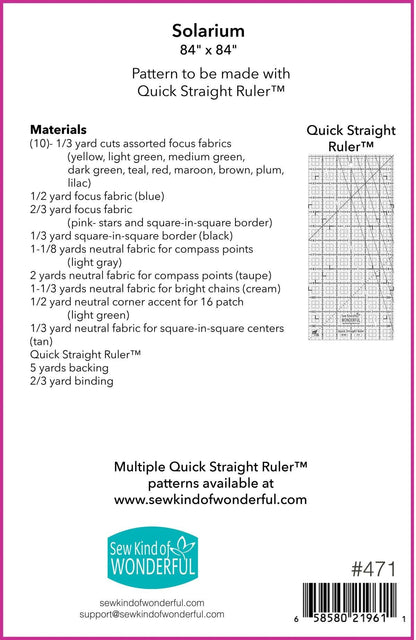 Sew Kind of Wonderful Solarium Quilt Pattern Finished Size 84"x84"