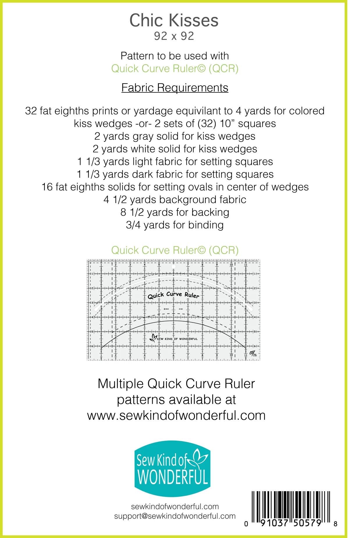 Sew Kind of Wonderful Chic Kisses Quilt Pattern Finished size 92”x92”