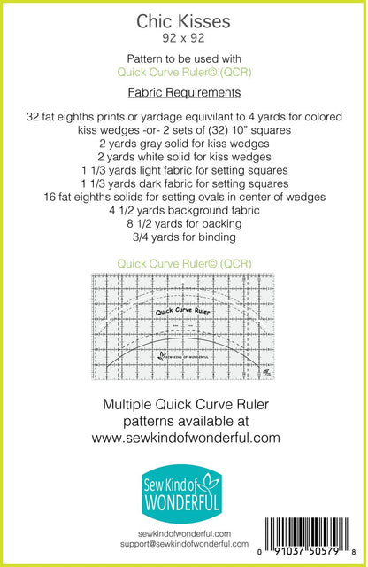 Sew Kind of Wonderful Chic Kisses Quilt Pattern Finished size 92”x92”