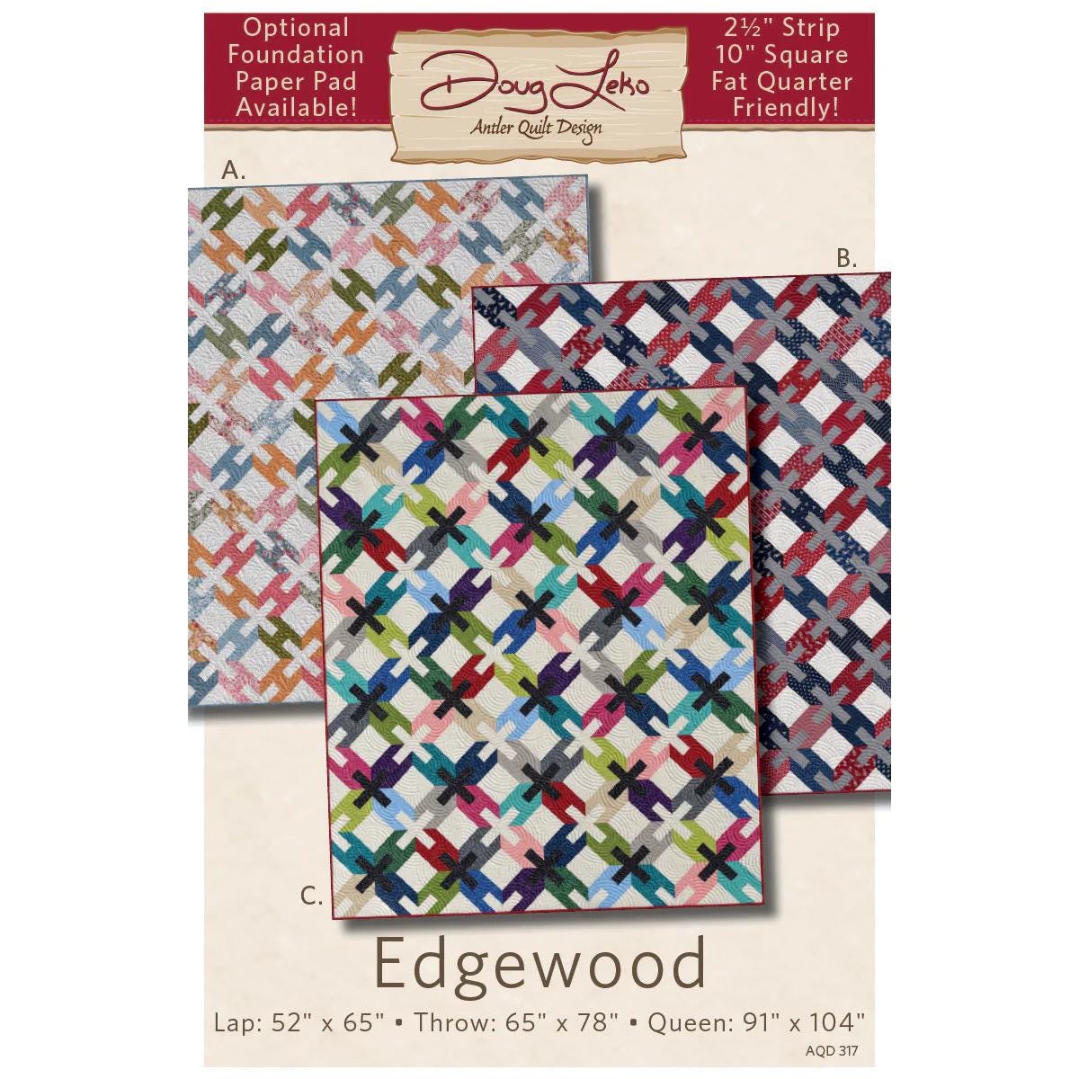Doug Leko Antler Quilt Designs Edgeworth Quilt Pattern (Opt Foundation Paper Sold Separately)