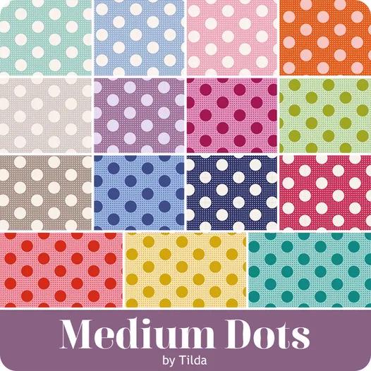 Tilda Medium Dots Fabric Collection 15pc Fat Quarter Bundle Authentic Premium 100% Cotton Fabrics