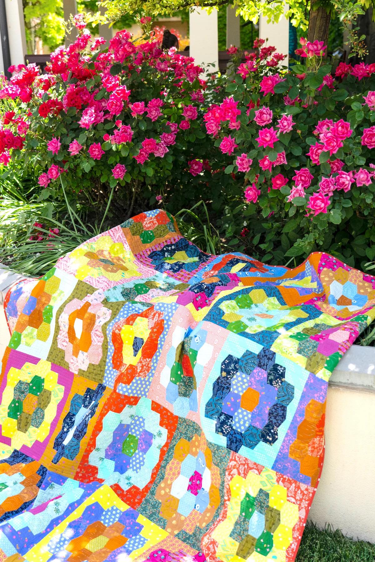 Sew Kind of Wonderful Hexie Meadow Quilt Pattern Finished Size 72"x87"