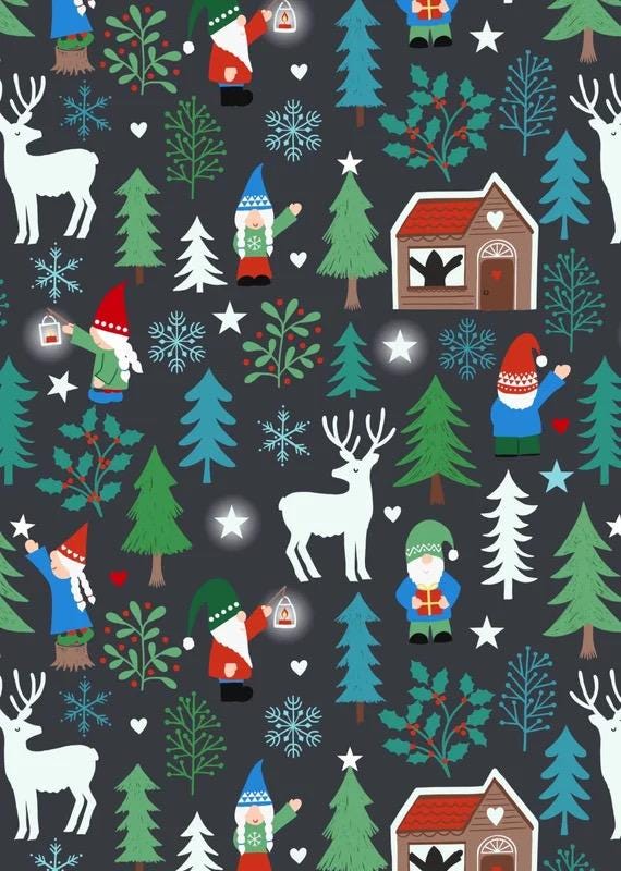 Glow-In-The-Dark Lewis & Irene Hygge Glow Fabric Collection Tomten Forest on Dark Authentic Premium 100% Cotton Fabrics