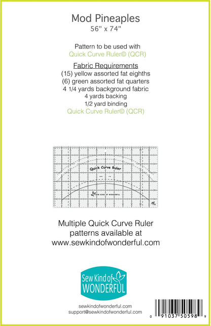 Sew Kind of Wonderful Mod Pineapples Quilt Pattern Finished size 56”x74”