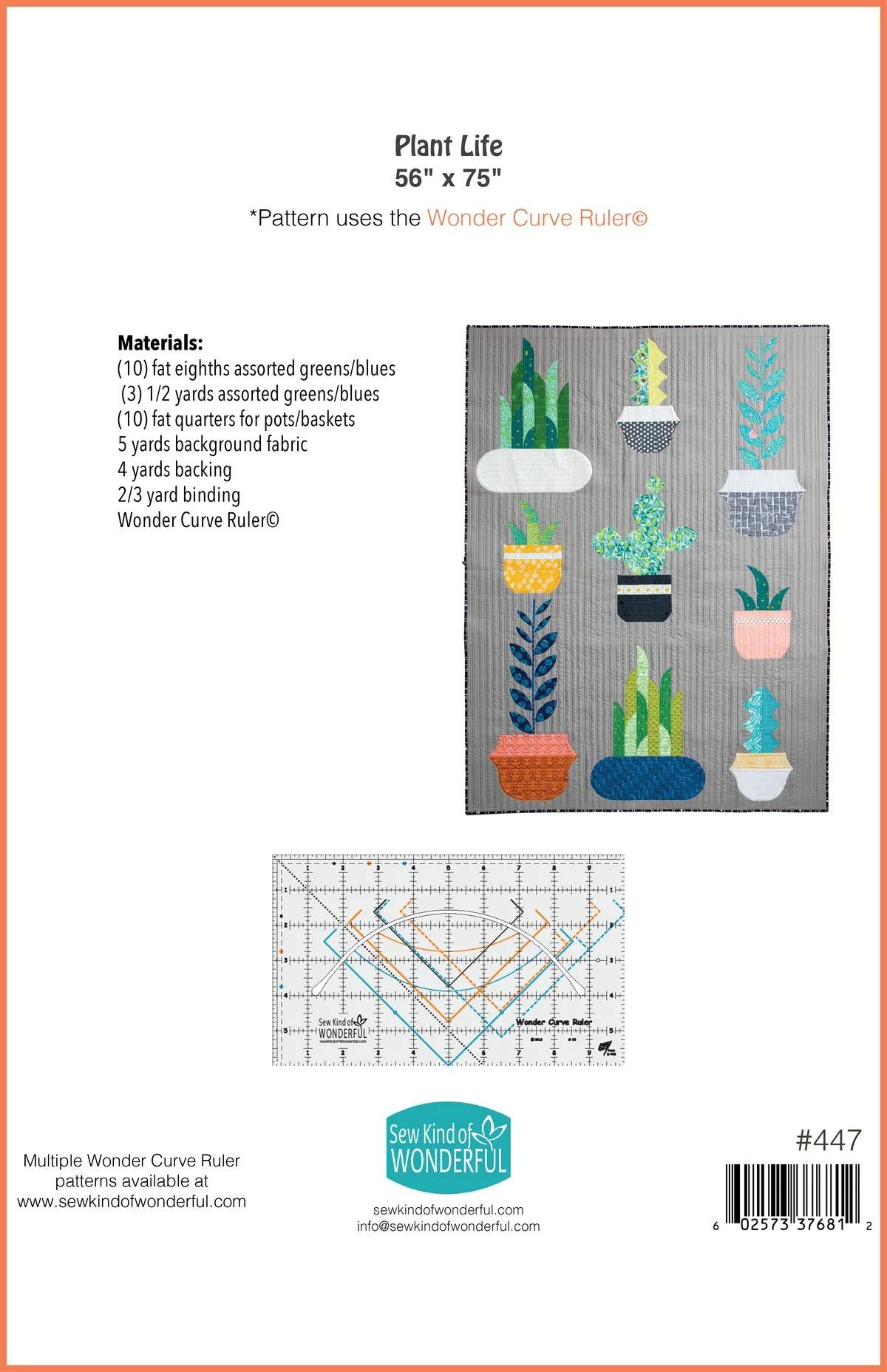 Sew Kind of Wonderful Plant Life Quilt Pattern Finished Size 56”x75”