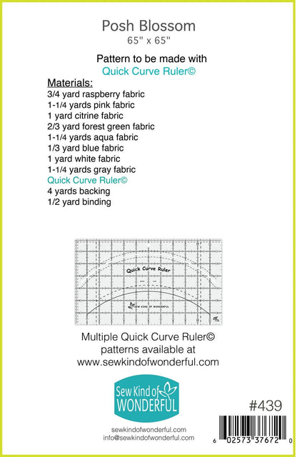 Sew Kind of Wonderful Posh Blossom Quilt Pattern Finished Size 65”x65”