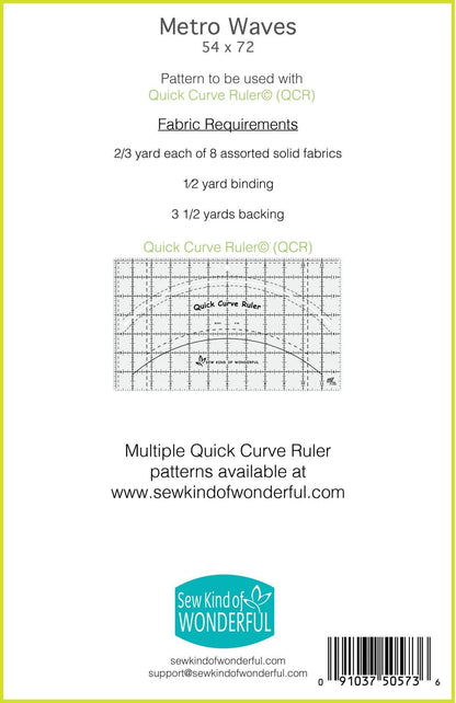 Sew Kind of Wonderful Metro Waves Quilt Pattern Finished Size 54"x72"