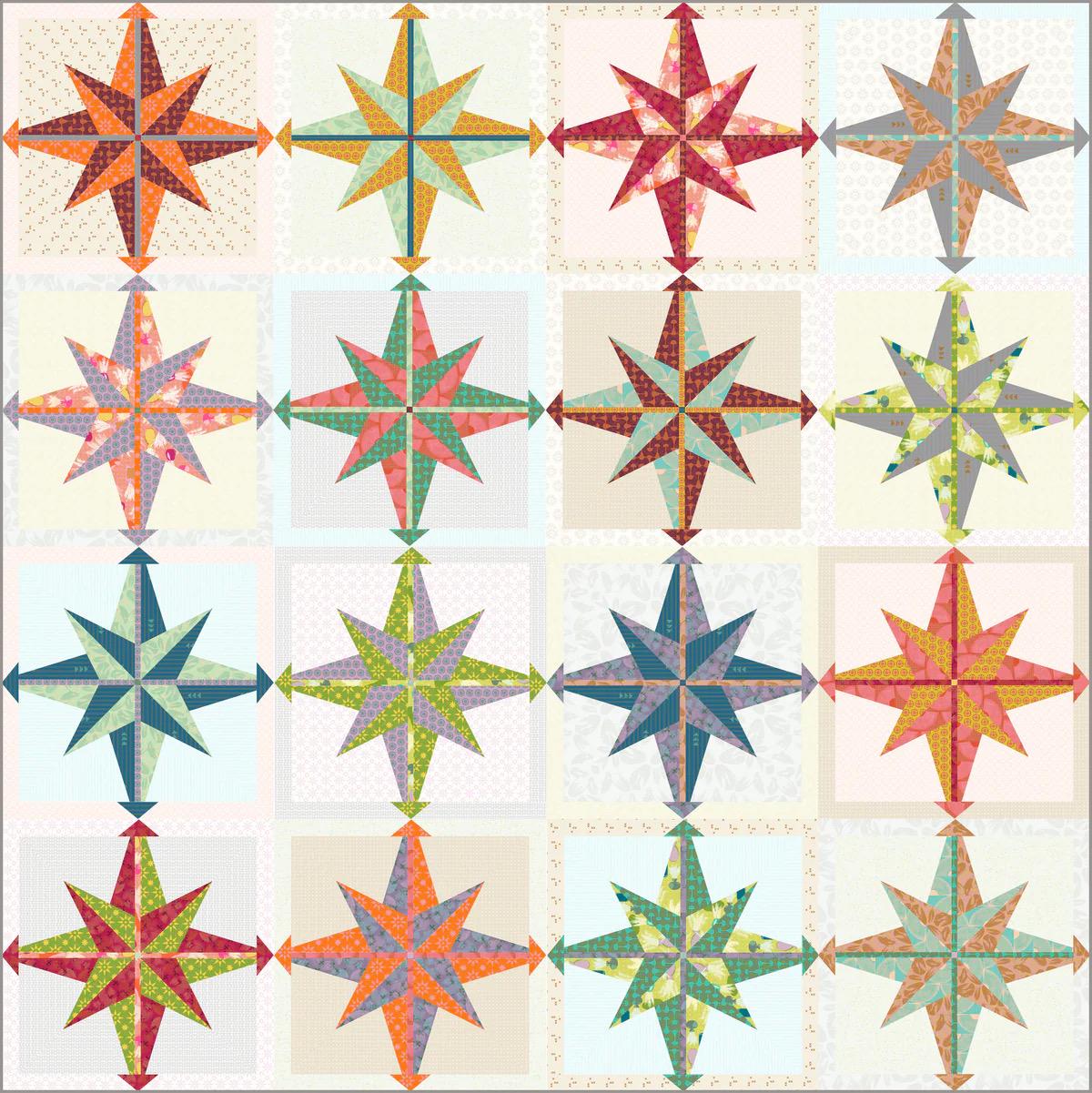 Sew Kind of Wonderful Double Starburst Quilt Pattern Finished Size 82"x82"