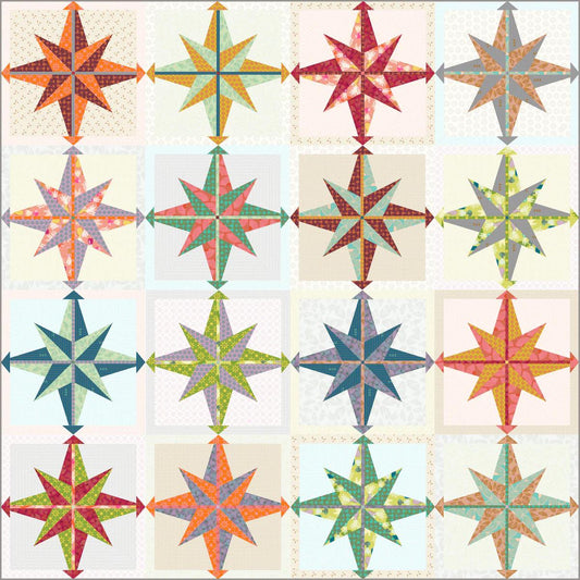 Sew Kind of Wonderful Double Starburst Quilt Pattern Finished Size 82"x82"