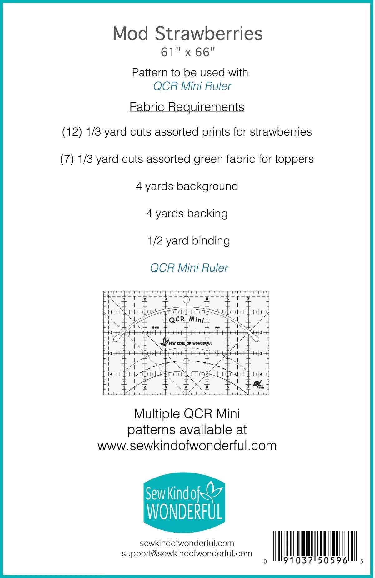Sew Kind of Wonderful Mod Strawberries Quilt Pattern Finished Size: 61”x66”