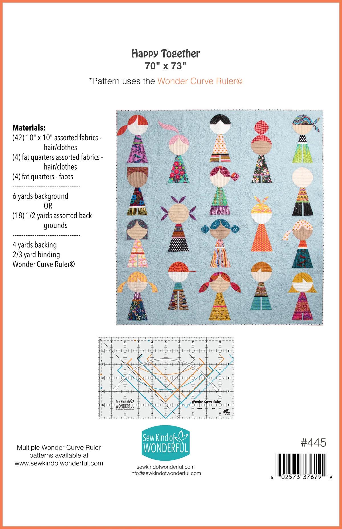 Sew Kind of Wonderful Happy Together Quilt Pattern Finished Size: 70"x73"