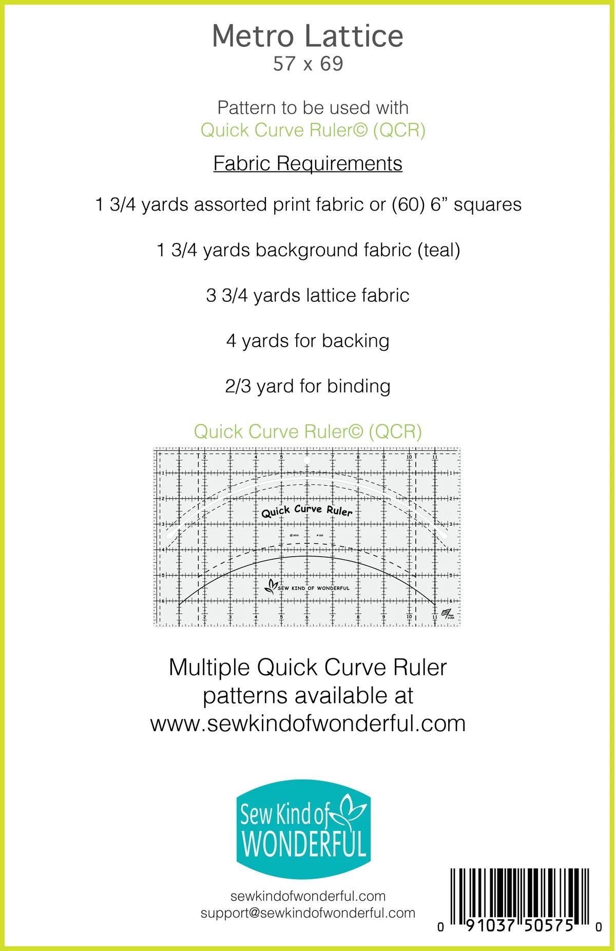 Sew Kind of Wonderful Metro Lattice Quilt Pattern Finished Size 57"x69"